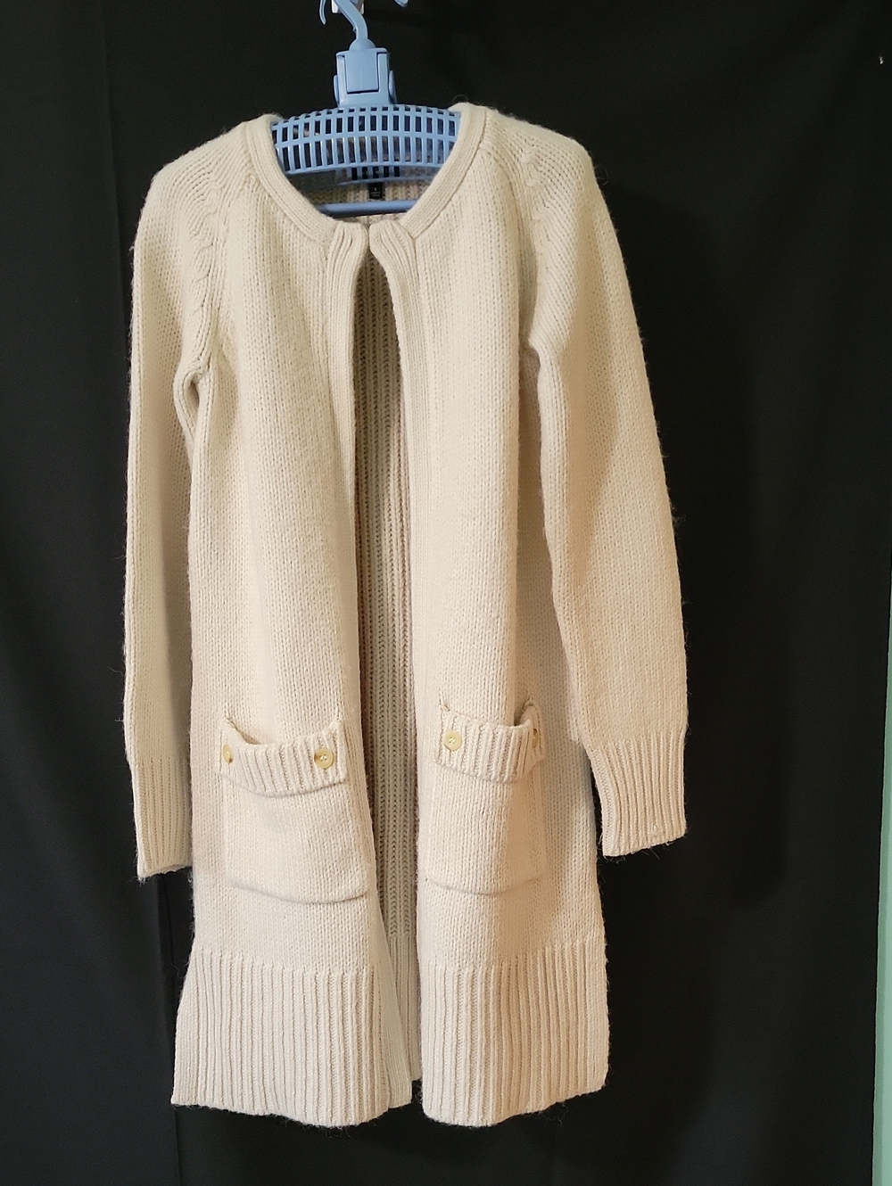 The Limited Cream Long Open-Front Knit Cardigan